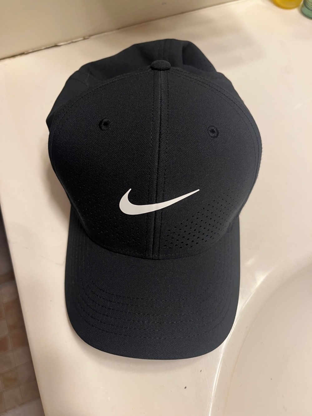 Nike Black Cap with White Swoosh Logo